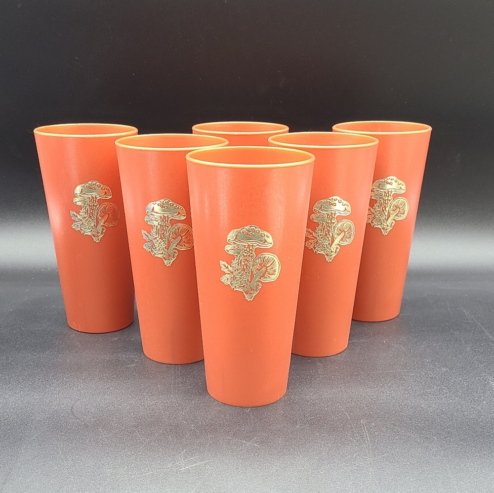Vintage Nasco Mushroom Plastic  Set Of 6 USA New Old Stock
